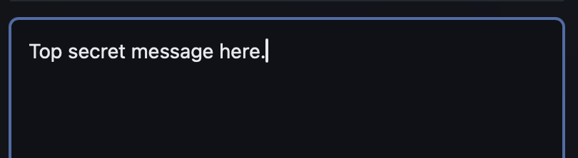 The Nullo app with a secret message typed into the compose area.